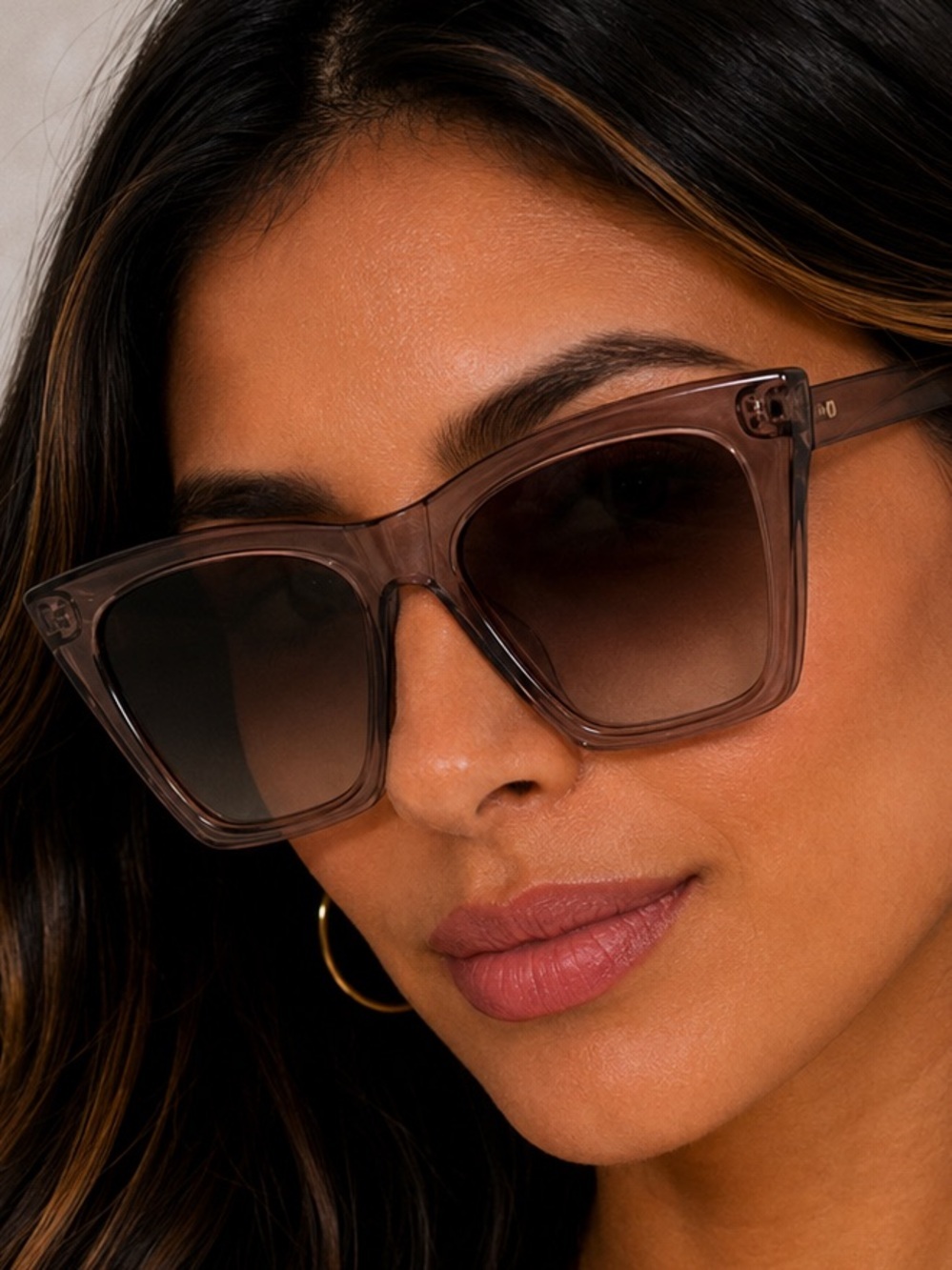 Modern Taupe Cat Eye Sunglasses Women’s Chic Oversized Shades NWOT